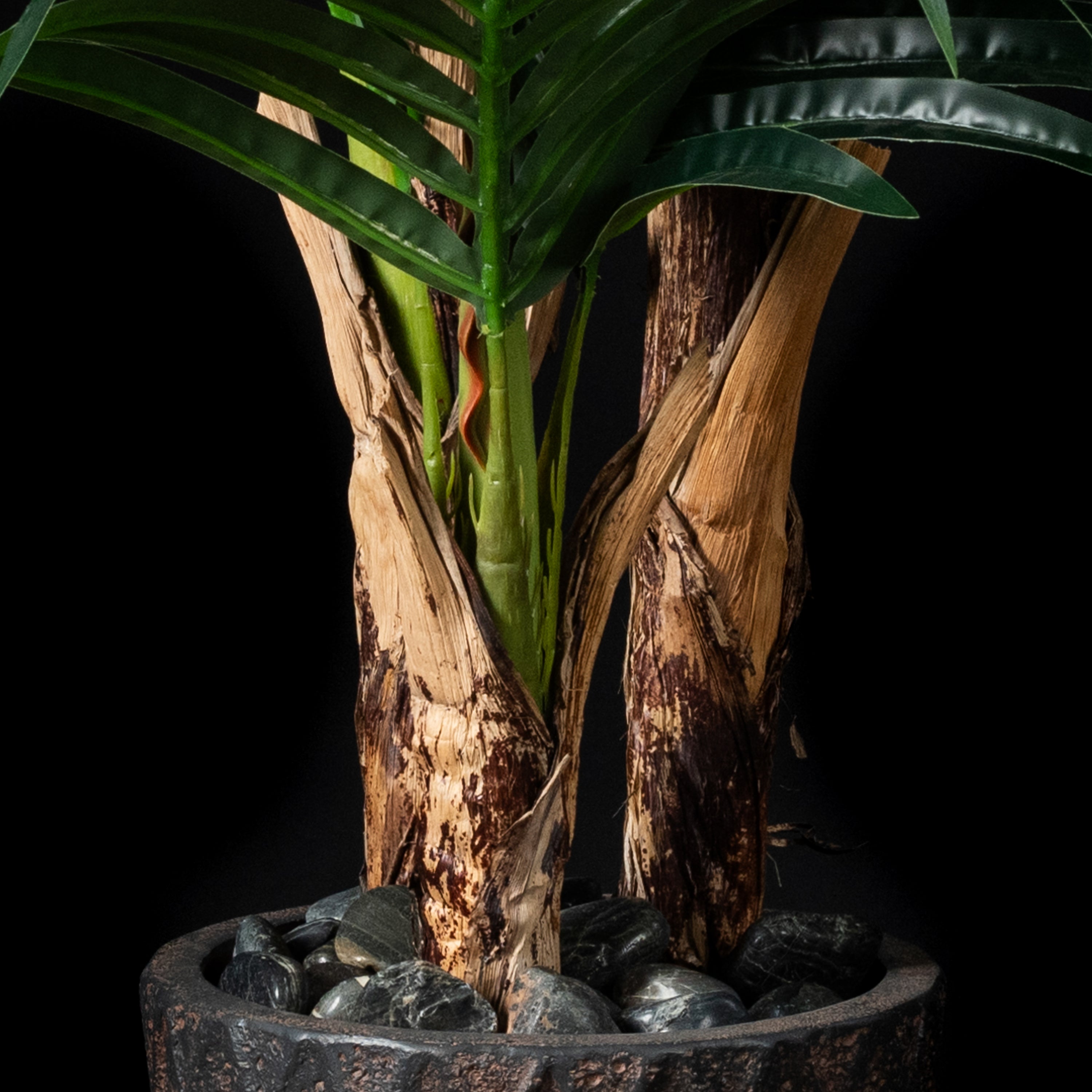 Palmier artificiel Areca Concinna 140 cm — gros plan, qualité premium réaliste