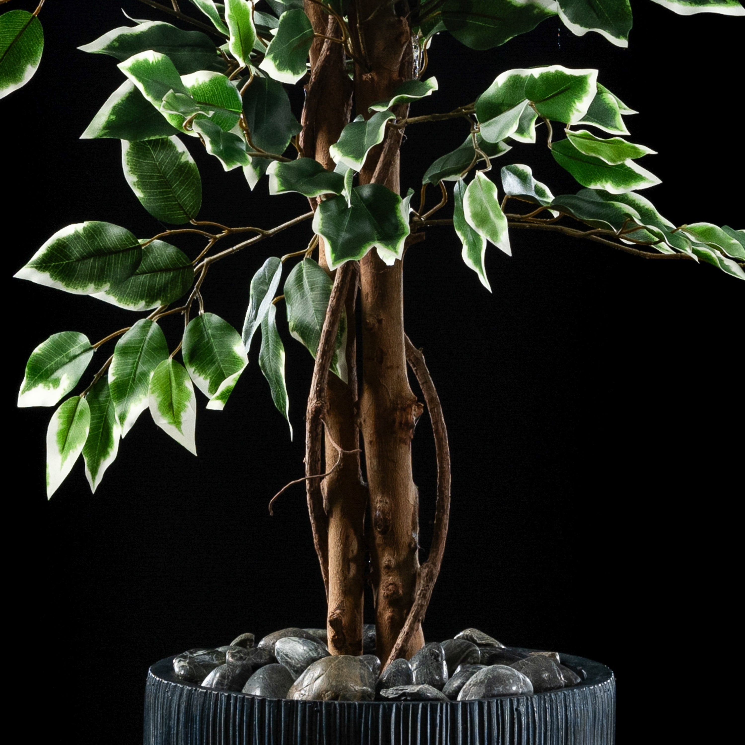 Plante artificielle Ficus Benjamina 150 cm — détail feuillage réaliste, sans entretien