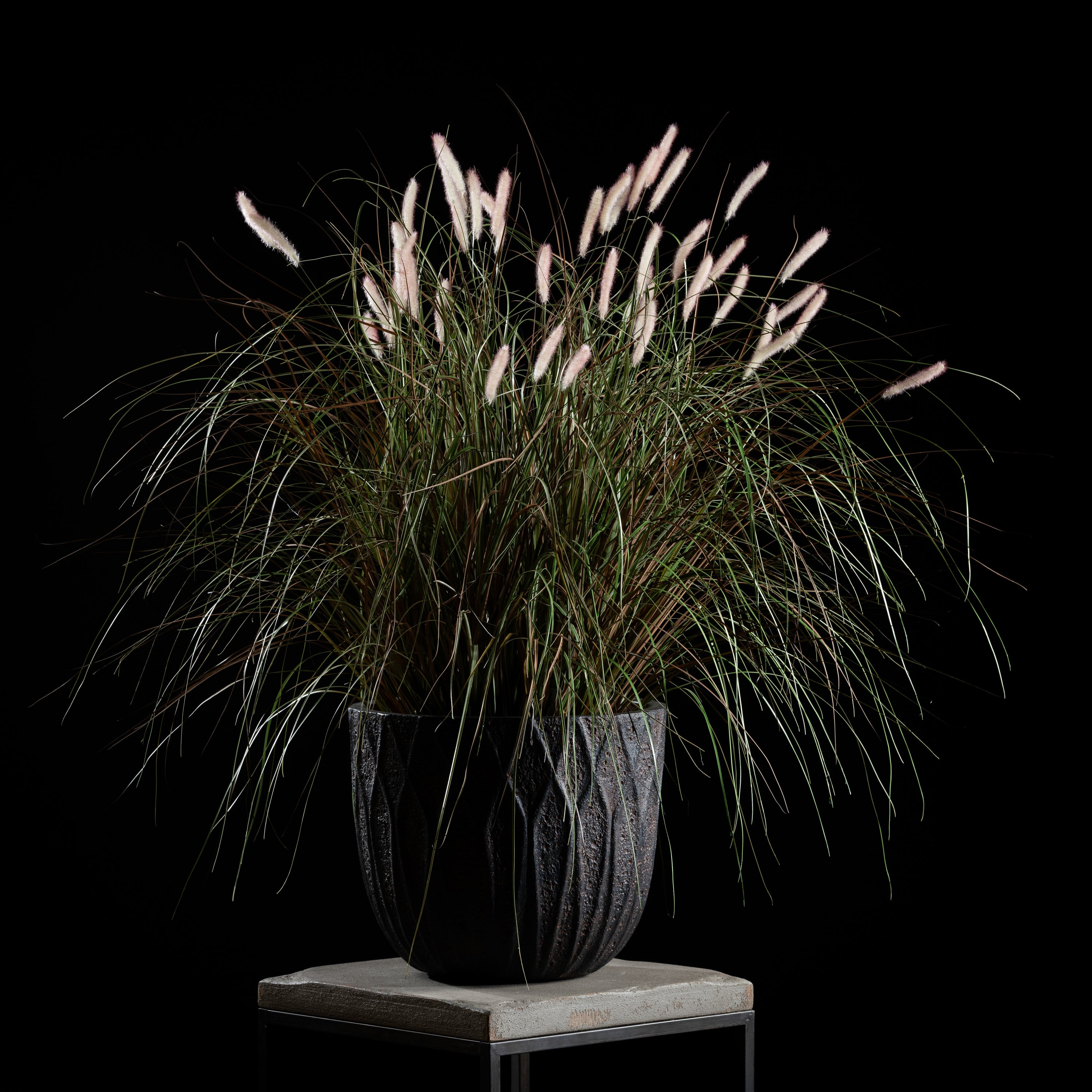 Graminée artificielle Pennisetum 100 cm — détail feuillage réaliste, sans entretien