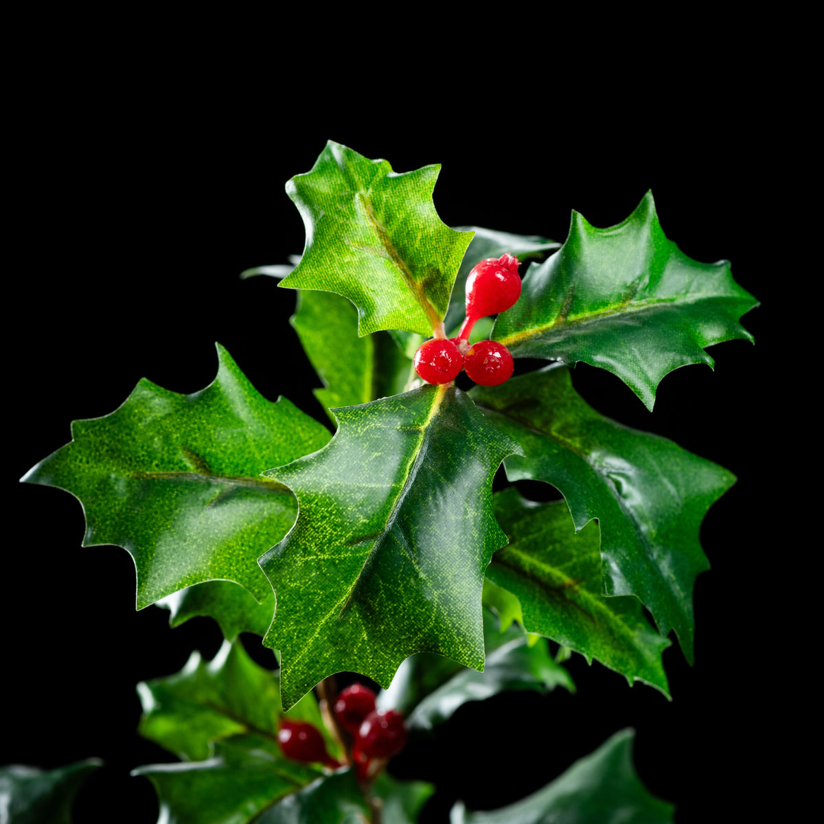 Branche de houx artificielle Natura 70 cm — détail feuillage réaliste, sans entretien