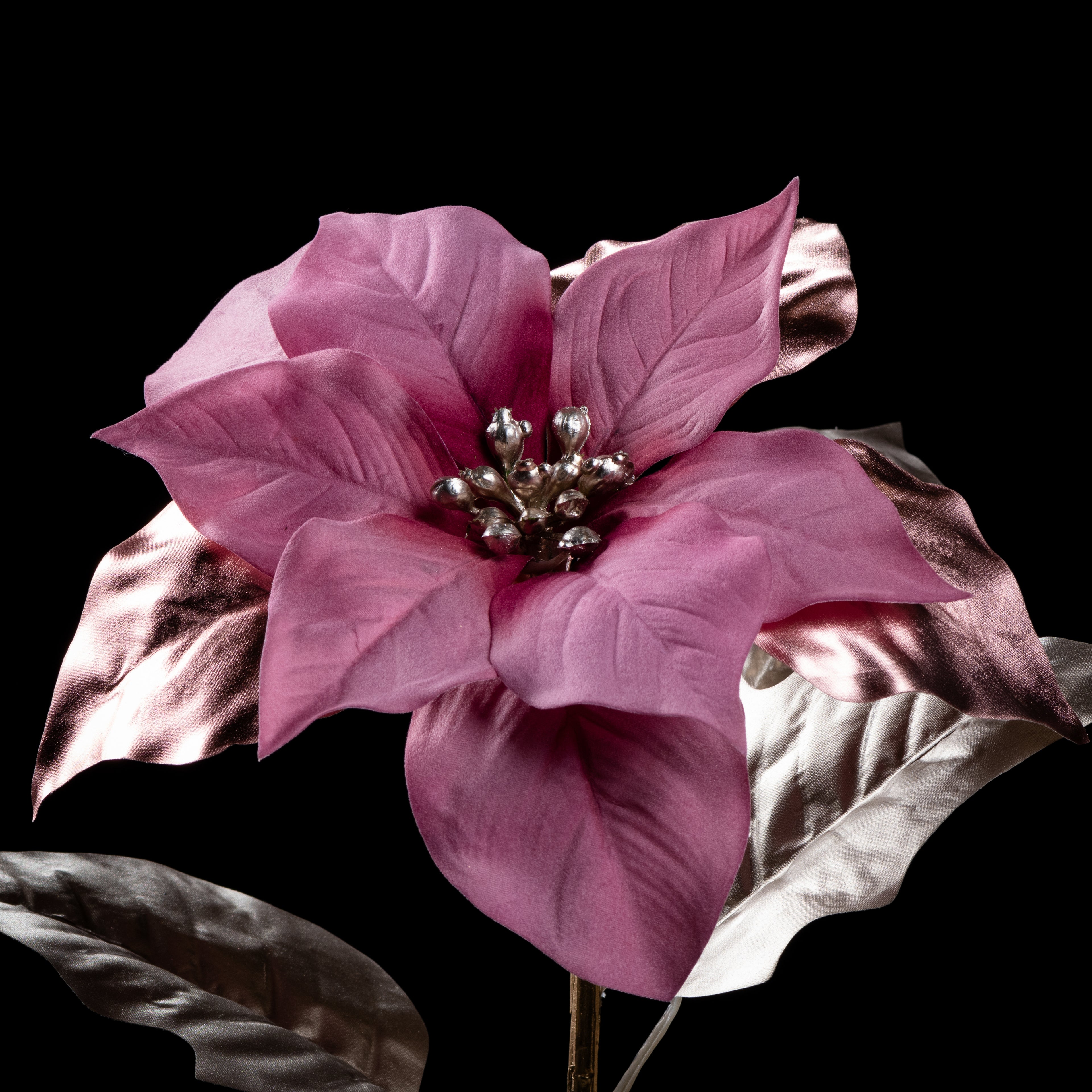 Poinsettia artificiel Velours 80 cm — détail fleurs réaliste, sans entretien
