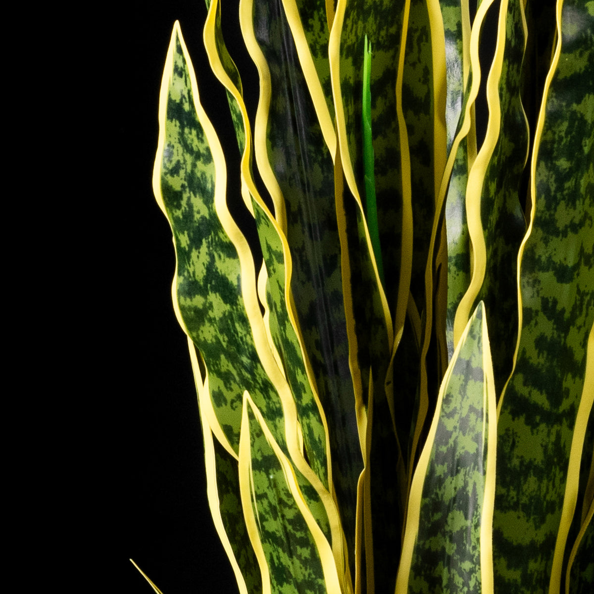 Plante artificielle Sanseveria 120 cm — détail feuillage réaliste, sans entretien