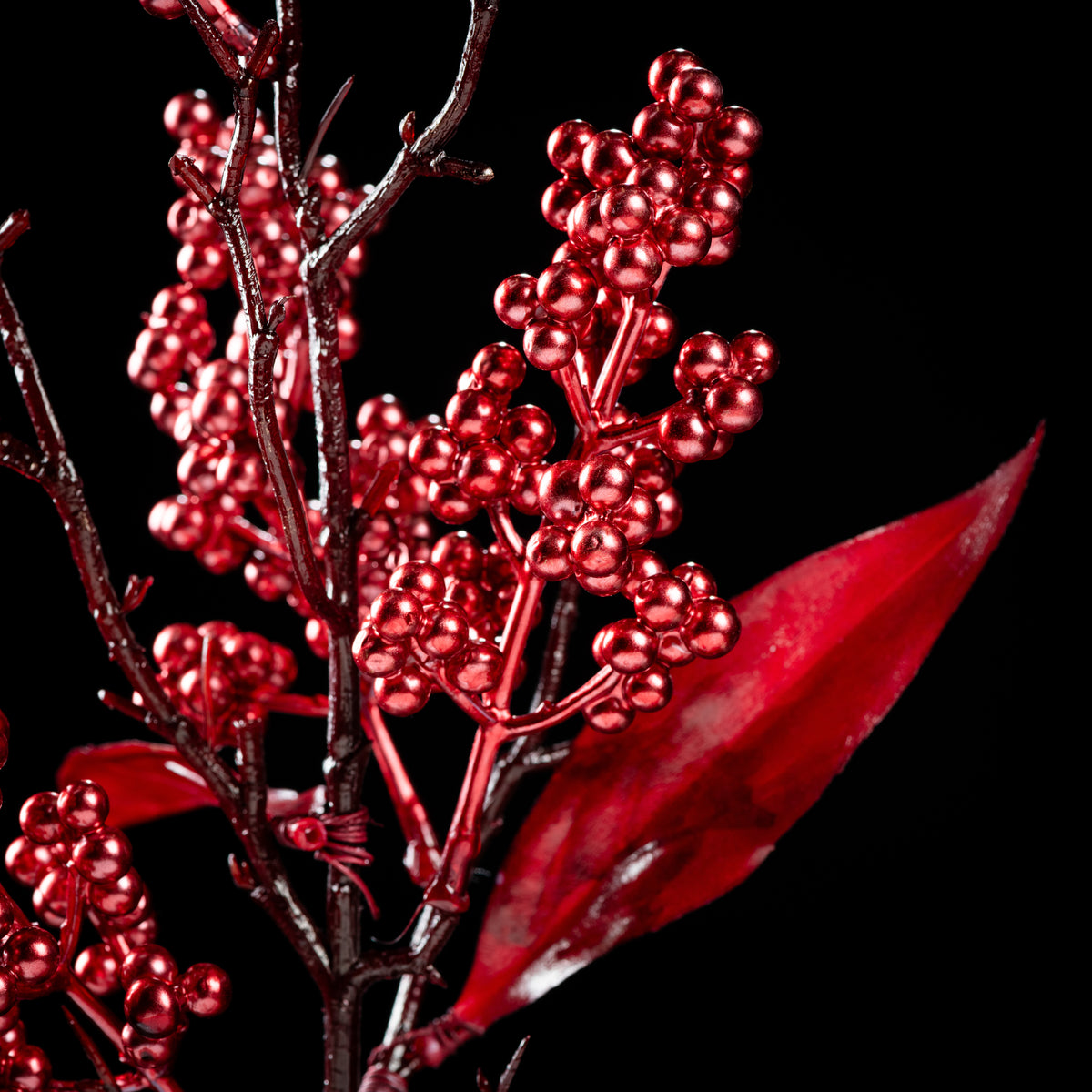Branche de baies artificielle Mini 85 cm — détail feuillage réaliste, sans entretien