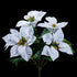 Bouquet d’étoiles de Noël artificielles crème 35 cm, vue d’ensemble des 5 fleurs et du feuillage