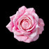 Clip de rose artificielle en velours rose 5 cm, fleur ouverte vue de face