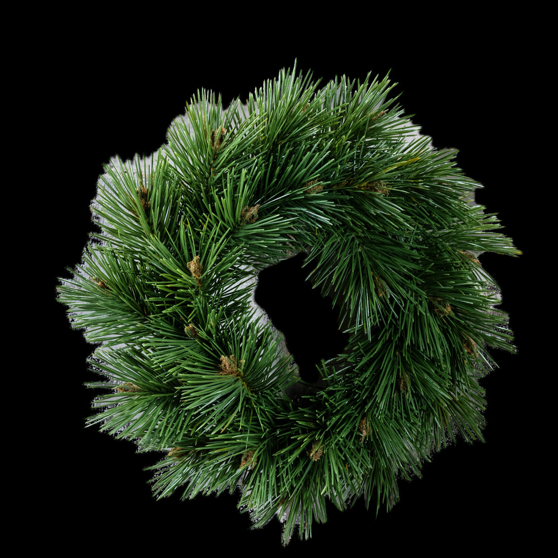 Couronne de Noël artificielle en pin à longues aiguilles 32 cm, vue de face
