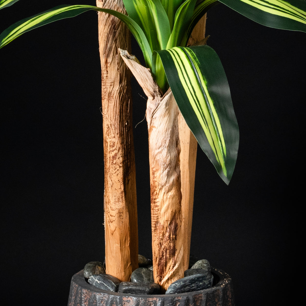 Plante artificielle Dracaena Massangeana 140 cm — détail feuillage réaliste, sans entretien