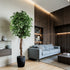 Plante artificielle Ficus Benjamina 240 cm en mise en scène salon — décoration intérieure réaliste
