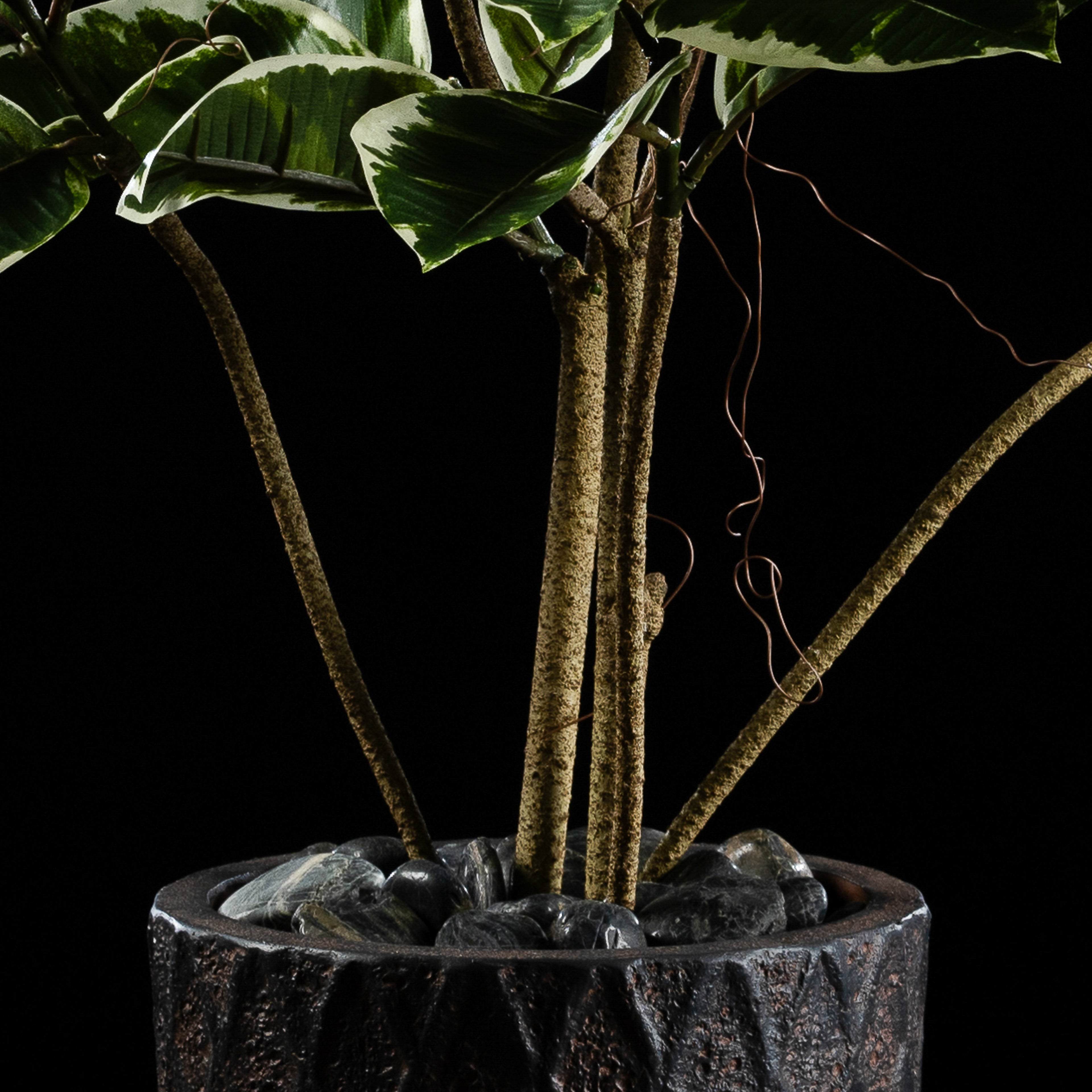 Plante artificielle Ficus Tineke 120 cm — détail feuillage réaliste, sans entretien