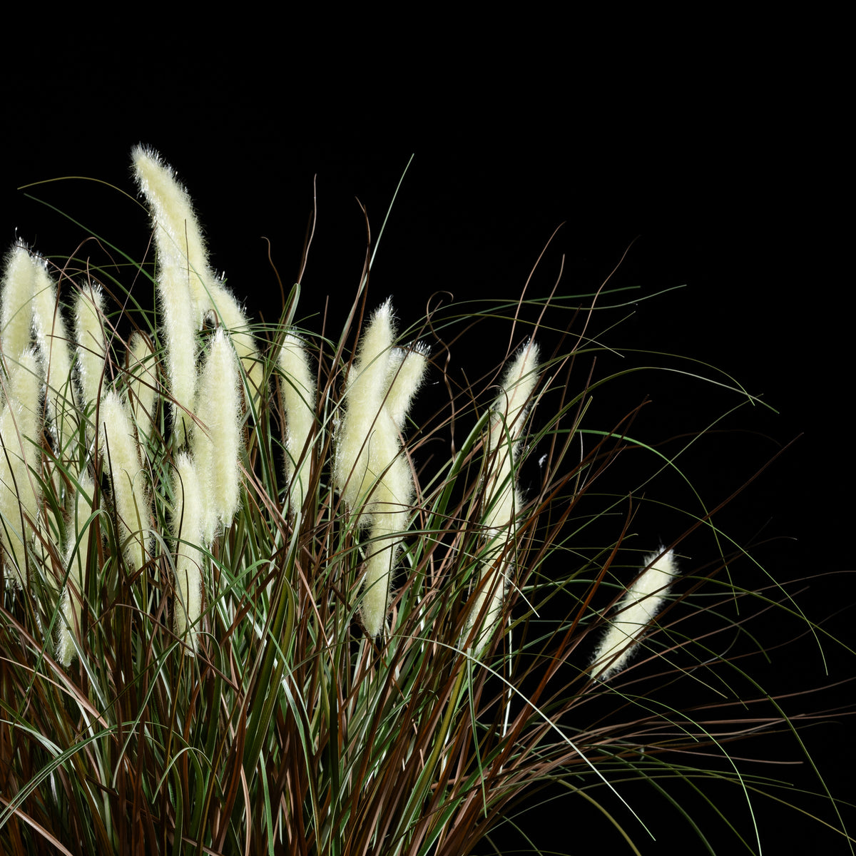 Graminée artificielle Pennisetum 80 cm — détail feuillage réaliste, sans entretien