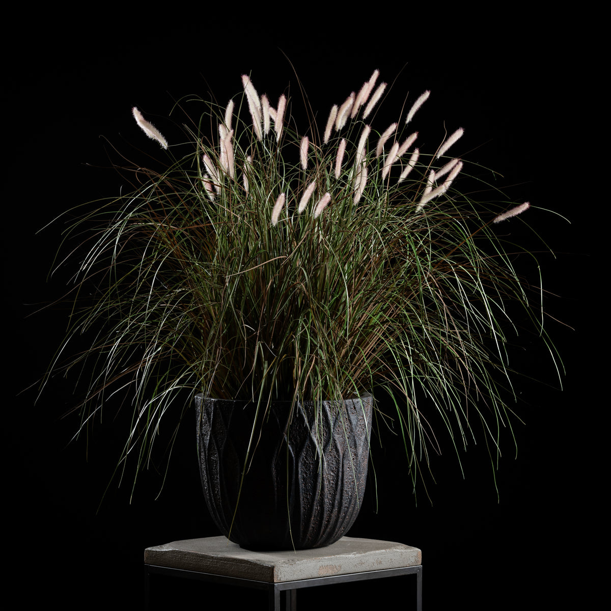 Graminée artificielle Pennisetum 100 cm — détail feuillage réaliste, sans entretien