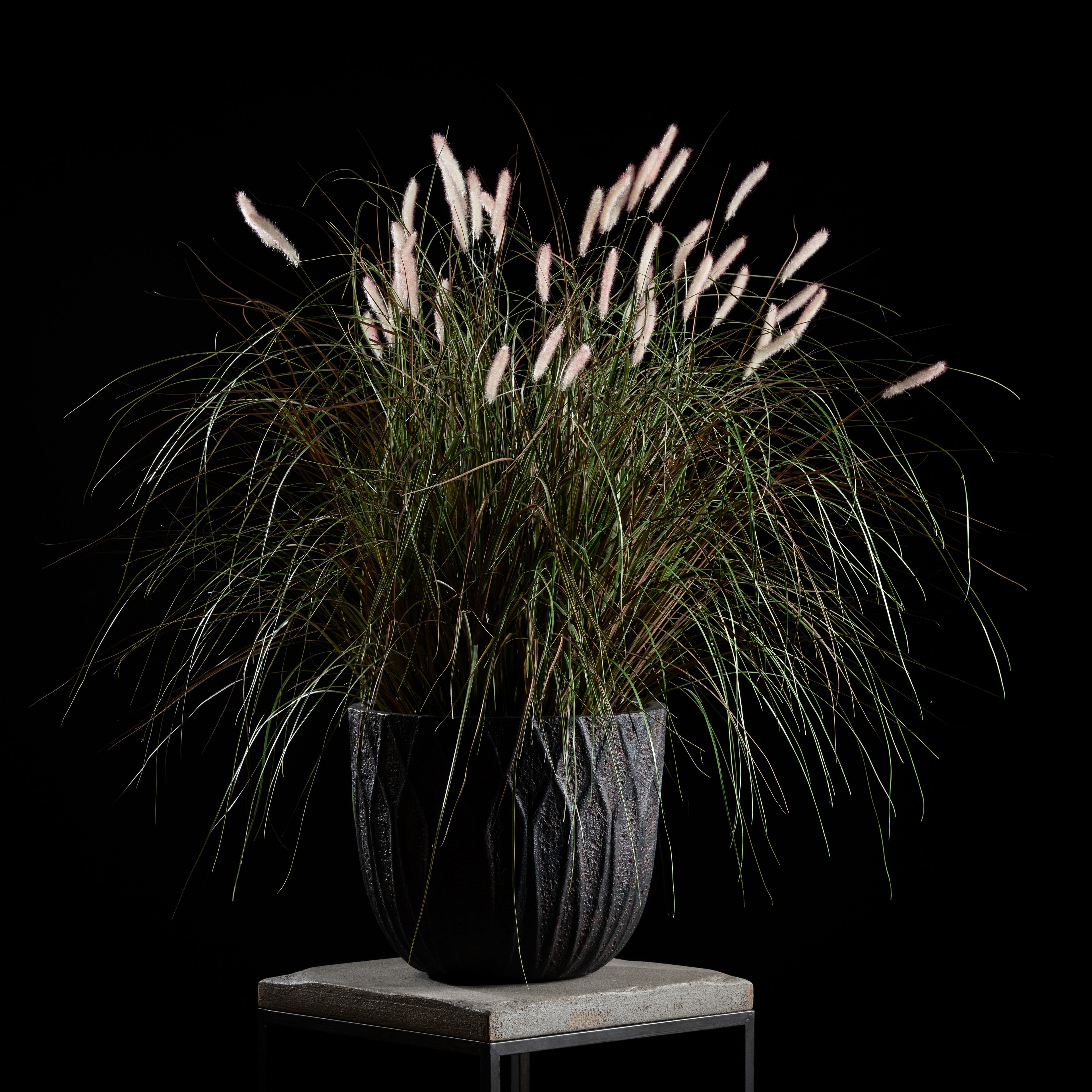 Graminée artificielle Pennisetum 100 cm — détail feuillage réaliste, sans entretien