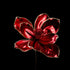Magnolia artificiel rouge liseré doré 77 cm, grand modèle, fleur ouverte au cœur pailleté rouge