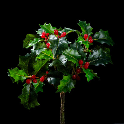 Bouquet de houx artificielle Natura 25 cm Galan GA — déco intérieur réaliste sans entretien