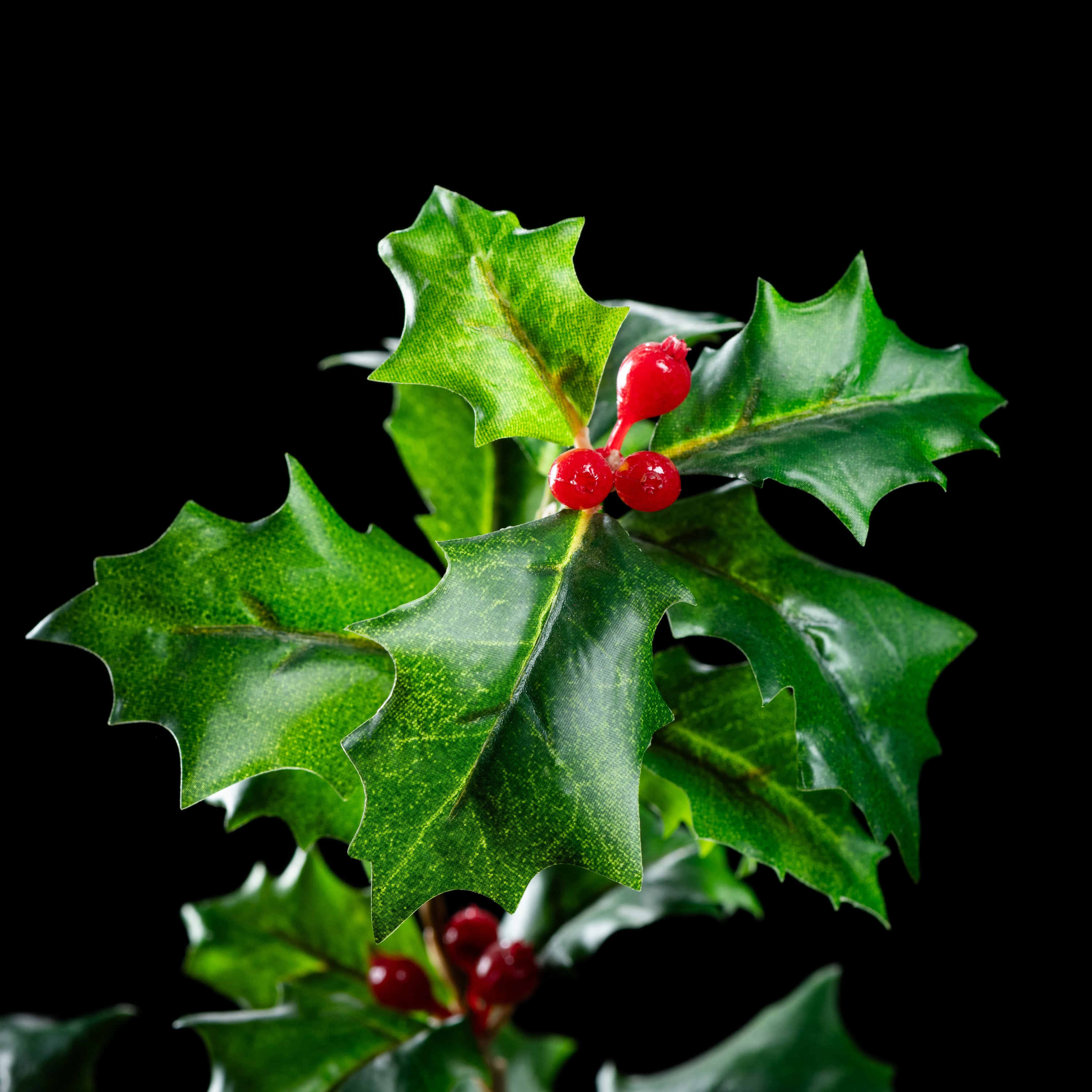 Branche de houx artificielle Natura 70 cm — détail feuillage réaliste, sans entretien