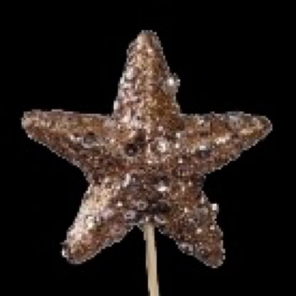Pic de Noël en bois étoile pailletée 7 cm, coloris cuivre