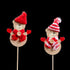 Pic de Noël en bois ourson 7 cm, les 2 modèles : bonnet rouge et bonnet rayé rouge et blanc