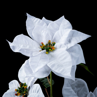 Étoile de Noël artificielle velours crème 3 fleurs 77 cm, détail de la plus grande fleur
