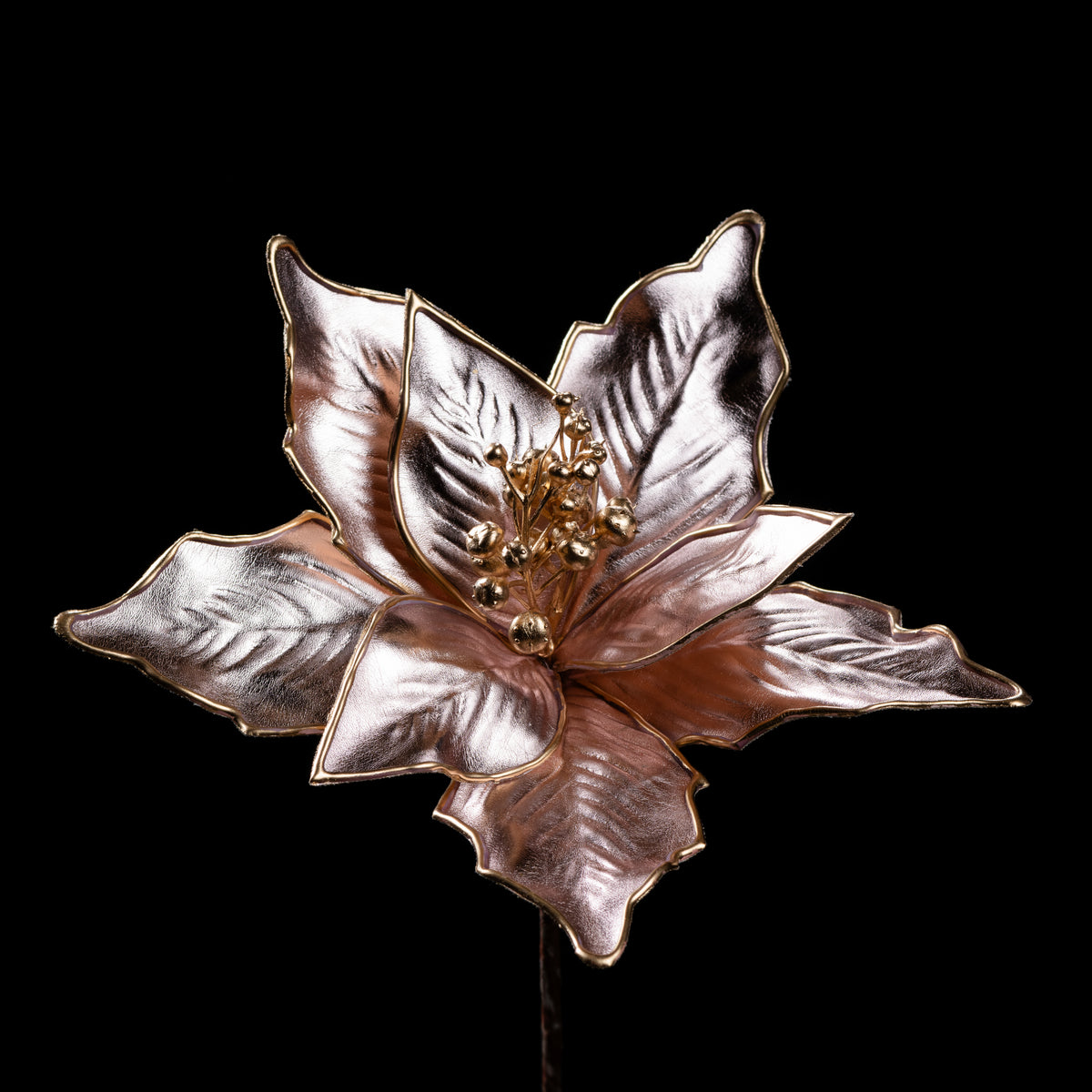 Poinsettia artificiel Velours Galan GA — détail fleurs réaliste, sans entretien