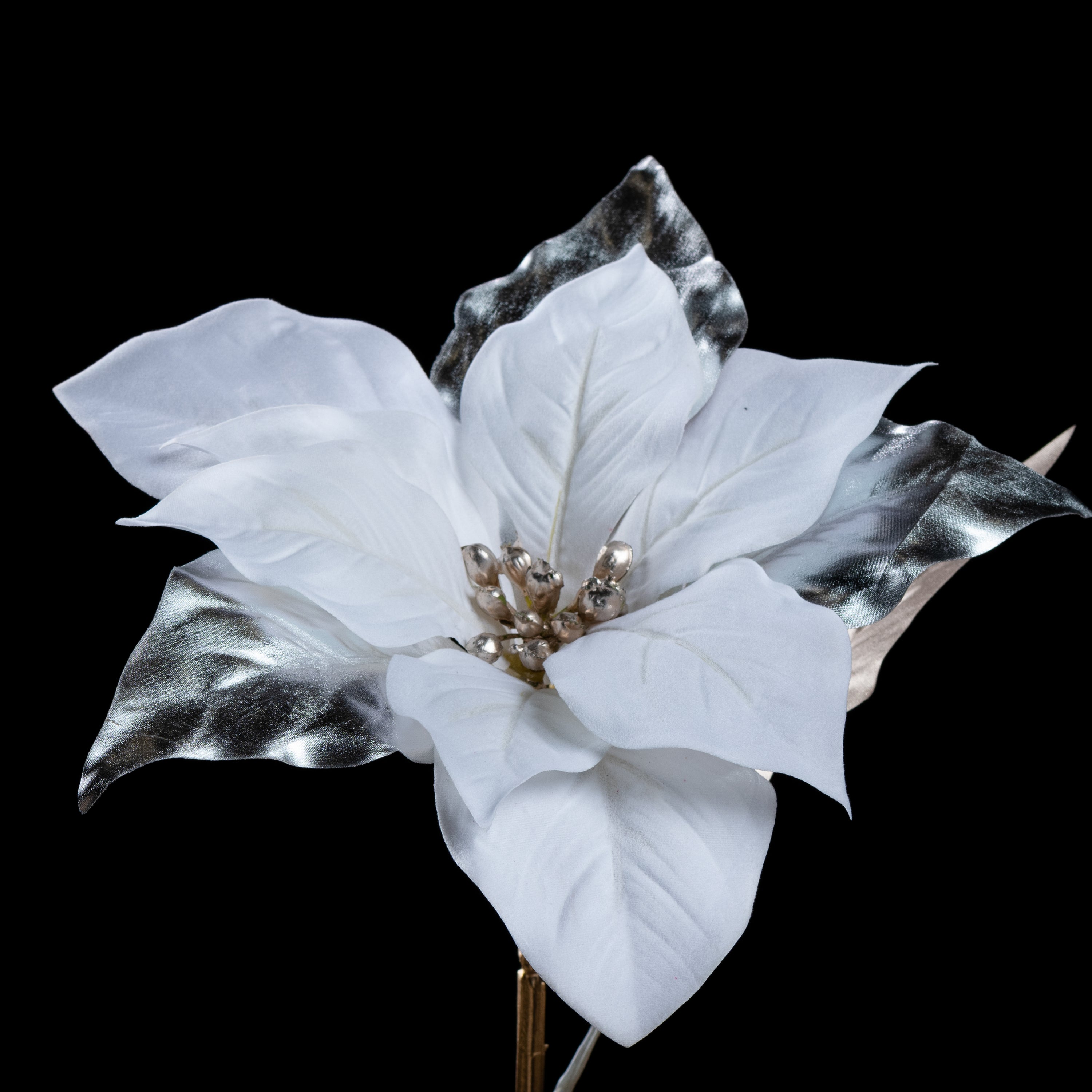 Poinsettia artificiel Velours 80 cm — détail fleurs réaliste, sans entretien