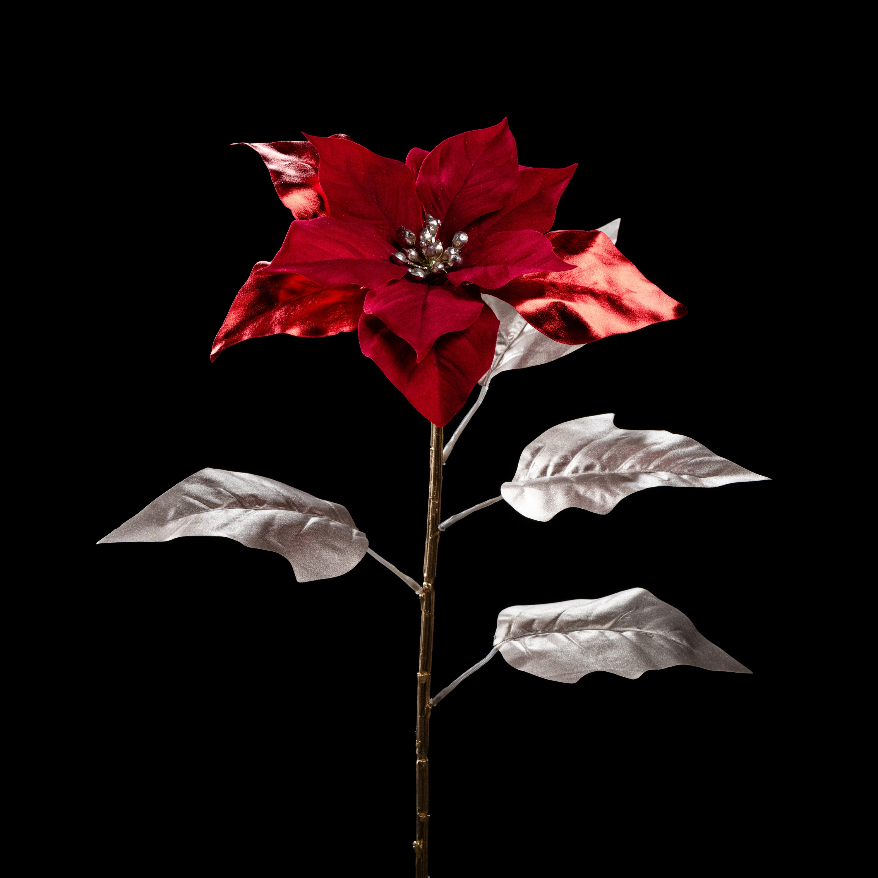 Poinsettia artificiel Velours 80 cm Galan GA — vue alternative, plante d&