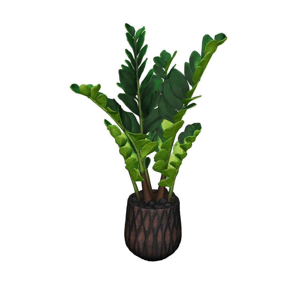Zamioculcas artificiel 100 cm - modèle 3D mat, face caméra, échelle réelle (AR)